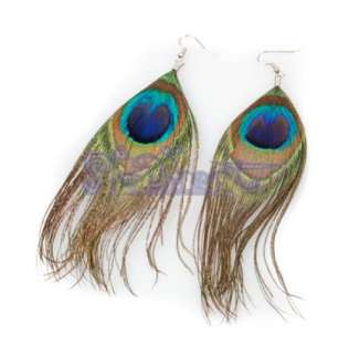 Unique Charm Multicolor Peacock Feather Dangle Earrings  