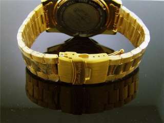 Techno Royale 50MM Round Gold Tone 12 Diamonds Watch  