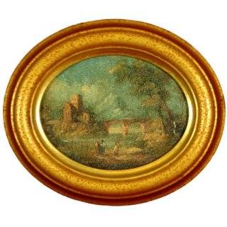 Antique Italian Oval Oil Painting, Hand aged Victorian Miniature 