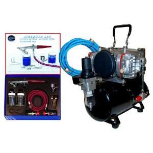   System with AirBrush Depot TC 828 Twin Piston Air Compressor w/ Tank