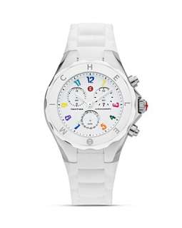 Michele Tahitian Carousel White Watch with Jelly Bean Strap, 38mm 
