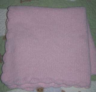 Baby Soft Collection Pink Chenille Knit Blanket EUC  