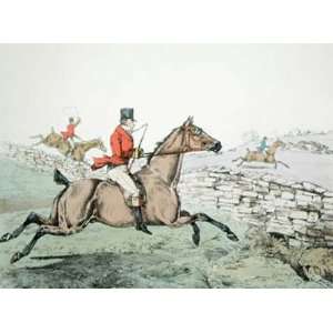 Going at a stone wall Etching Alken, Henry HR Hunting Engraving 