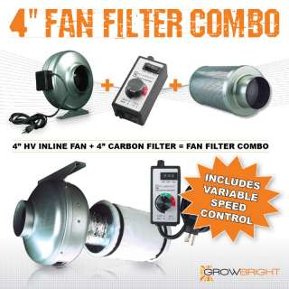 CARBON FILTER + FAN + SPEED CONTROLLER COMBO ODOR SCRUBBER inline 
