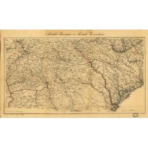    1865 Civil War map of Georgia South Carolina