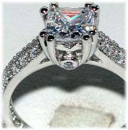 Vintage Style Princess CZ Solitaire Engagement Ring  