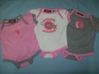Chicago Blackhawks Baby Pink Onesie 3pk sz 6 9 mos (Style 51DVN 