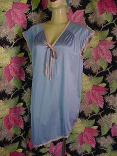 70s Vassarette storm/blush asymetrical nylon nightgown  