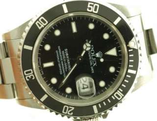 ROLEX SS SUBMARINER 16610, V SERIAL CIRCA 1998 BOX AND PAPERS WRIST 