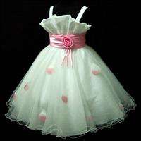 Pink White Wedding Party Prom Flower Girls Dress SZ 7 8  