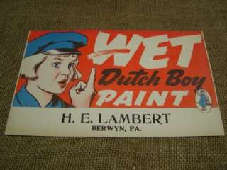 Vintage Dutch Boy Wet Paint Sign Old Antique 1900  