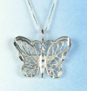   Sterling Silver Necklace Butterfly Filigree Charm Gift 1988 USA  