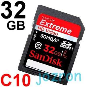 Sandisk Extreme 32GB 32G SDHC SD Flash Card Camera DSLA C10 Class 10 