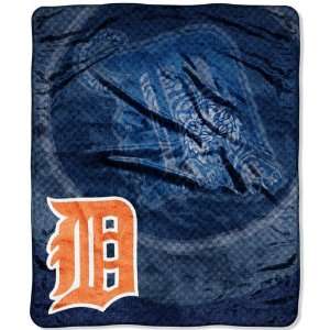  Detroit Tigers Mlb Royal Plush Raschel Blanket (Retro 