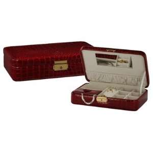  Red Croc Leather Travel Jewelry Box
