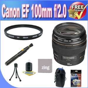 Canon EF 100mm f/2 USM Telephoto Lens for Canon SLR Cameras + UV 
