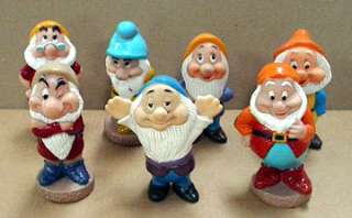 Disneys 7 Dwarfs 5 Plastic Figures/Squeeze Toys Set  