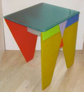 Memphis Group Style Polychrome Glass Side Table  
