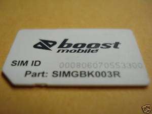 Boost Mobile SIM Card Model SIMGBK003R Ready For Use  