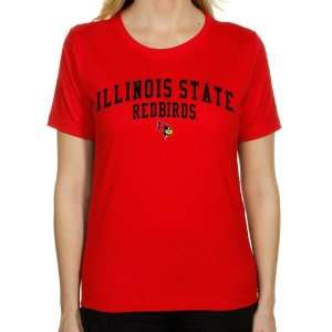 Illinois State Redbirds Ladies Team Arch Classic Fit T Shirt   Red