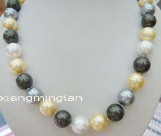 18Natural south sea 11 12mm white golden chocolate pearl necklace 14K