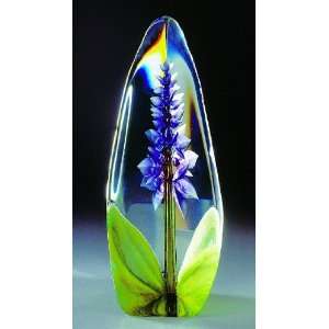  Large Orchid Purple Flower Etched Crystal Sculpture by 