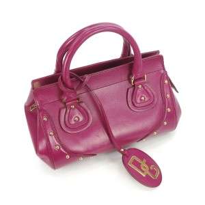 AUTHENTIC DOLCE GABBANA D&G RASPBERRY PINK LEATHER SATCHEL BOSTON TOTE 