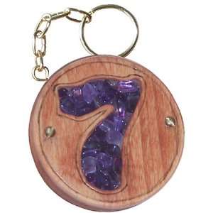   and Wooden Amulet Lucky Seven Keychain In Amethyst 