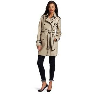 Kenneth Cole Womens Trench Contrast Piping Coat