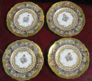   of 4 Antique Capo  Di  Monte Cabinet Plates ca. 1771 1834 18th Century