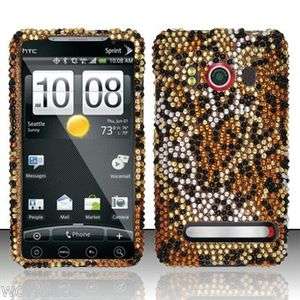 HTC EVO 4G Sprint Hard Case Snap On Phone Cover Golden Cheetah Bling Z 