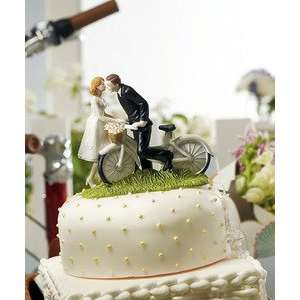  A Kiss Above Bicycle Bride and Groom Couple Figurine