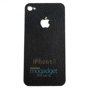 100% Genuine Black Leather Back Sticker for iPhone 4 4G  