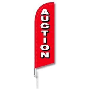  7ft Red Real Estate Auction Feather Flag Complete Kit 