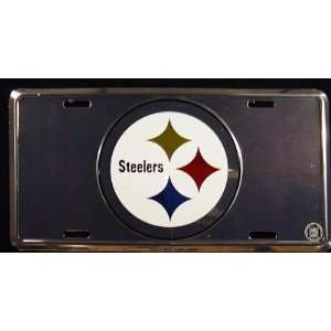   Steelers Super Stock metal auto tag mirror background Sports