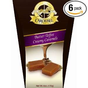 Carousel Candies Butter Toffee Creamy Caramels, 6 Ounce Boxes (Pack of 