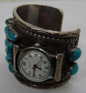   Lee NAVAJO Turquoise Sterling Silver Bracelet Watch Band Cuff 102.3g