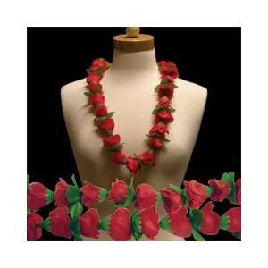   36 Red Silk Rose Flower Lei Luau Hawaii Party Derby 