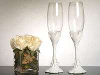 THO HEARTS BECOME ONE TOASTING FLUTES WEDDING CHAMPAGNE GLASSES SET OF 