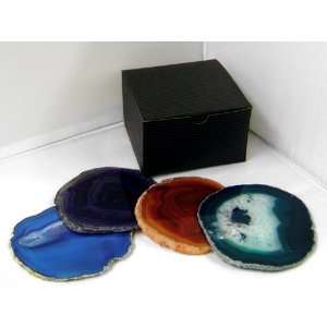  Mixed Colors Agate Coaster Set of Four 5 Inch Agate Slices 