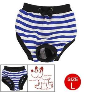   Blue Bar Stripe Waist Drawstring Diaper Pants L for Dog
