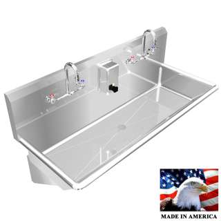 MULTI USER WASH UP HAND SINK 2 PERSON 40 WALL MOUNT HEAVY DUTY 