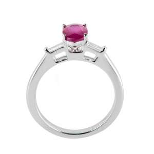   NATURAL RUBY & DIAMOND ACCENTS ENGAGEMENT RING 14K WHITE GOLD  