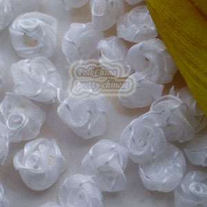 White Organza Ribbon Roses 15mm Appliques Scrapbooking Sewing Craft OR 
