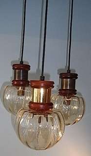 MID CENTURY GLASS & WOOD CEILING LAMP 1970´S AF90  
