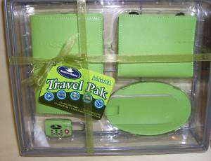 Green Leather Travel Passport Lock ID Tag Wallet NIB  