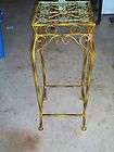 ANTIQUED METAL PLANT STAND PATINA & TURQUOISE (LB)