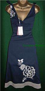 New MONSOON Blue Grey Floral Cotton NIKI Oriane Dress 8 10 12 14 