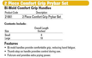 New JH Williams Tools 2pc Comfort Grip Prybar Set 21661 662459216618 