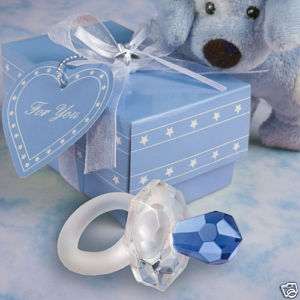 48 Blue Crystal Pacifier Baby Shower Baptism Favors  